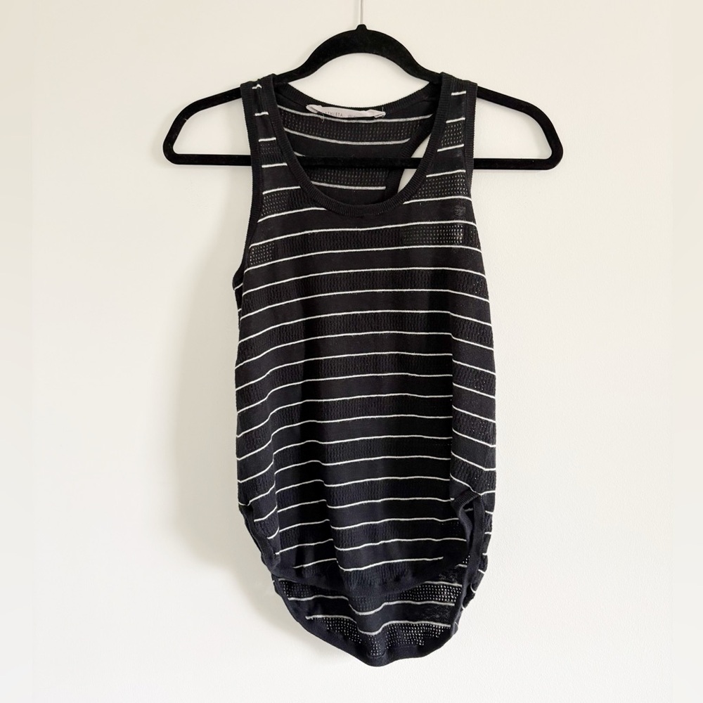 Athleta Black and White Striped Racerback Tank Sz XS